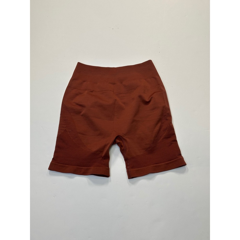 Alphalete Women Rust Brown Seamless Ribbed Athletic Gym Shorts Size M